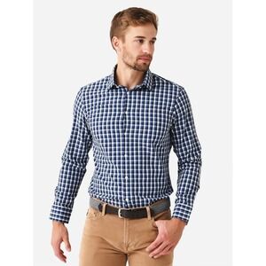 Mizzen+Main Leeward Dress Shirt Men XL Trim Fit Gingham Check Performance